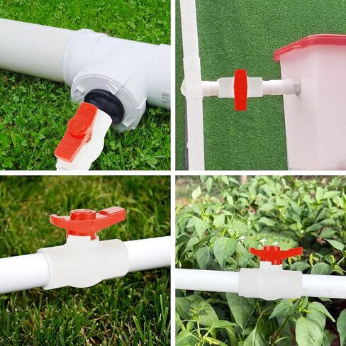 10 Pcs 1 Inch PVC Ball Valve, Shut off Ball Valve with Easy to Rotate and Red T Handle for Cold Water Supply Lines, Irrigation Pipe Fitting System, Schedule 40 x Solvent, Rated at 150 PSI in Kuwait