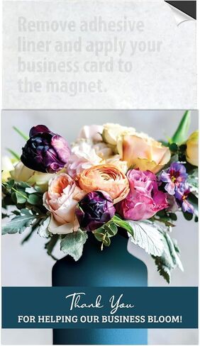 Business Card Magnet Notepads and Designer Envelopes, Peel and Stick Your Business Card, Year Round Magnetic Marketing Supply (Thank You - Bouquet, 100) in Saudi Arabia