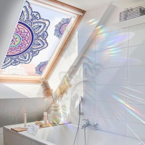 Non-glue Removable Rainbow Sunflower Butterfly Window sticker,Sun Dazzling Color Anti-Collision Window Decals, Prevent Bird Strikes,Reflective Window Film Stickers for Home Office Classroom Decoration in Saudi Arabia