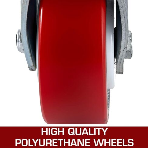 BestEquip 4 Pack 6 x 2 Inch Caster Wheels 2 Rigid and 2 Swivel Casters with Side Brake Polyurethane Iron Core Plate 1000LBS Capacity Per Wheel in Saudi Arabia