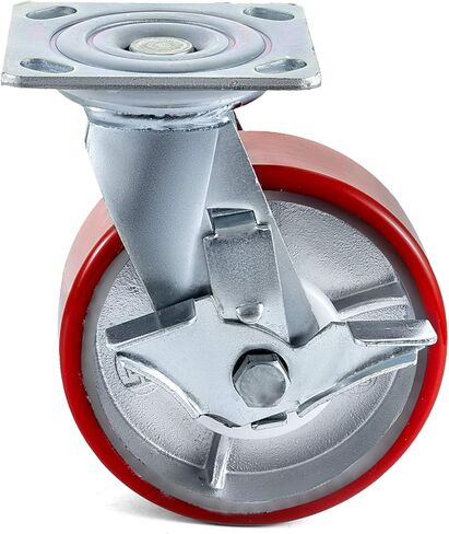 BestEquip 4 عجلات عجلات مقاس 6 × 2 بوصة، 2 عجلات صلبة وعجلتان دوارتان مع لوحة أساسية من حديد البولي يوريثين بفرامل جانبية بسعة 1000 رطل لكل عجلة in Kuwait