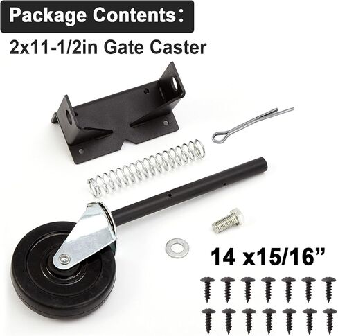 Upgraded Gate Wheel Gate Caster Kit with Spring Loaded for Wooden Fences, 4 Inch Heavy Duty Gate Support Wheel Gate Helper Wheel for Vinyl Swing Gates(2Pcs, Black) in Saudi Arabia