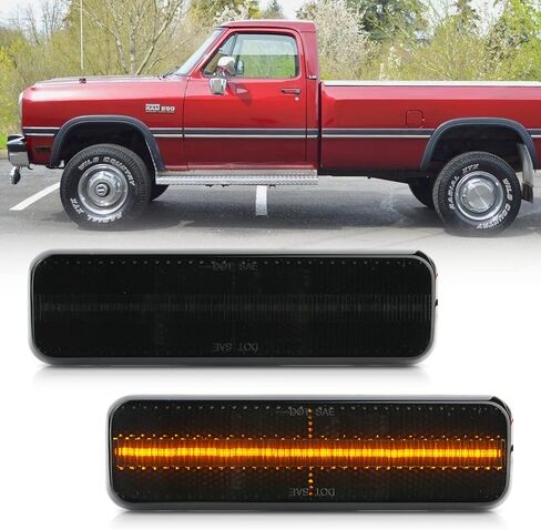 NSLUMO LED Front Side Marker Lights Replacement for 1981-1993 Do'dge Ram D150 D250 D350 W250 Pickup Ramcharger, Smoke Lens Amber Led Pair Driver Passenger Side Turn Signal Parking Light Kit 3587436 in Saudi Arabia