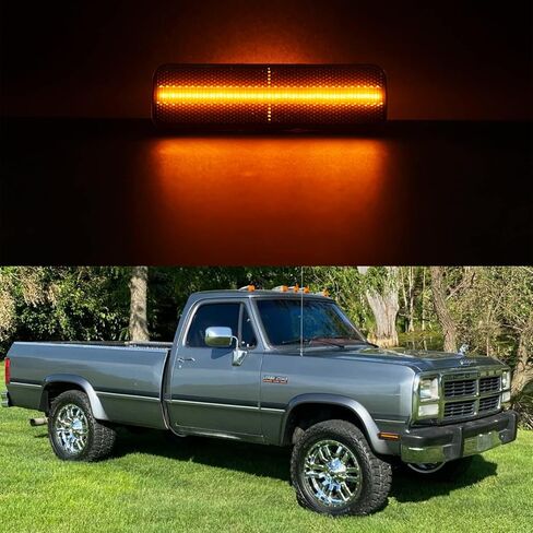 NSLUMO LED Front Side Marker Lights Replacement for 1981-1993 Do'dge Ram D150 D250 D350 W250 Pickup Ramcharger, Smoke Lens Amber Led Pair Driver Passenger Side Turn Signal Parking Light Kit 3587436 in Saudi Arabia