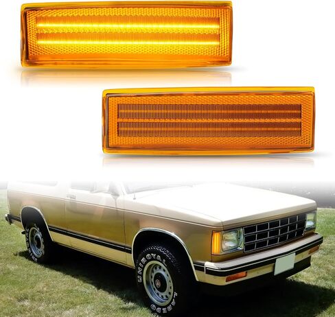 Bestview LED Front Bumper Side Marker Lights Assembly for 1982-1993 Chevy S10 Blazer GMC S15 Jimmy, Front Fender Turn Signal Side Marker Lamp,Amber Lens（Pack of 2） in Saudi Arabia
