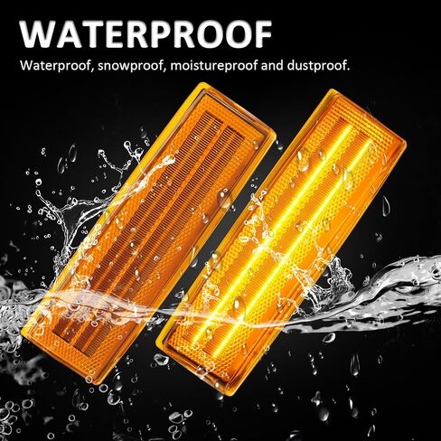 Bestview LED Front Bumper Side Marker Lights Assembly for 1982-1993 Chevy S10 Blazer GMC S15 Jimmy, Front Fender Turn Signal Side Marker Lamp,Amber Lens（Pack of 2） in Saudi Arabia