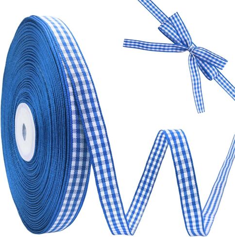 IDONGCAI Gingham Ribbon 3/8" x 50Yards Checkered Plaid Lace Ribbon for Crafts Gift Wrapping (Black) in Saudi Arabia