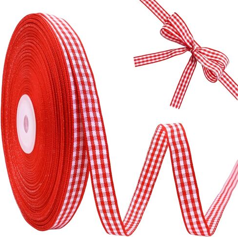 IDONGCAI Gingham Ribbon 3/8" x 50Yards Checkered Plaid Lace Ribbon for Crafts Gift Wrapping (Black) in Saudi Arabia
