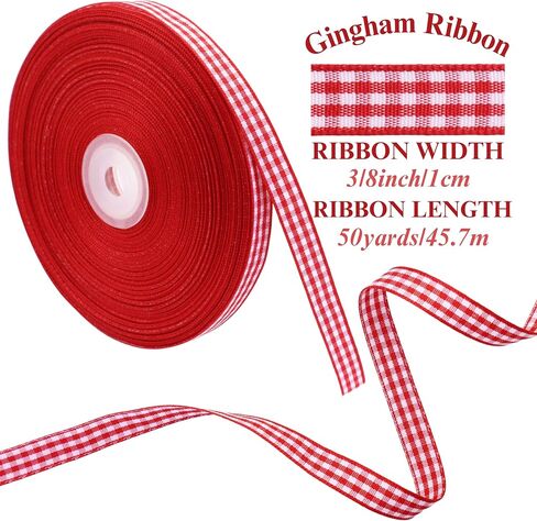 IDONGCAI Gingham Ribbon 3/8" x 50Yards Checkered Plaid Lace Ribbon for Crafts Gift Wrapping (Black) in Saudi Arabia