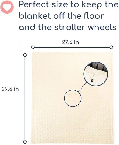 Non-Slip Stroller Blanket - Stays in Place, Off The Floor, Out of Stroller Wheels. Light Spring Soft Cream Baby Blanket for Infant and Toddlers, Universal Fit for All Stroller and Car Seat in Saudi Arabia