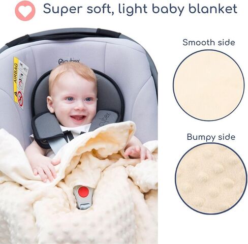 Non-Slip Stroller Blanket - Stays in Place, Off The Floor, Out of Stroller Wheels. Light Spring Soft Cream Baby Blanket for Infant and Toddlers, Universal Fit for All Stroller and Car Seat in Saudi Arabia