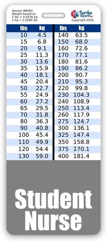 Student Nurse Badge Buddy Vertical w/Height & Weight Conversion Charts (Standard, Pink) in Kuwait