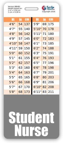 Student Nurse Badge Buddy Vertical w/Height & Weight Conversion Charts (Standard, Pink) in Kuwait