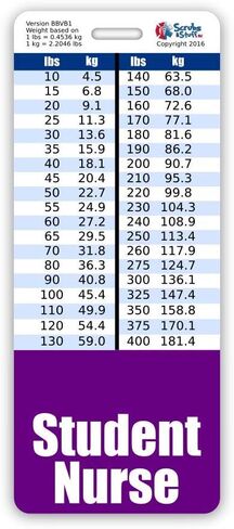 Student Nurse Badge Buddy Vertical w/Height & Weight Conversion Charts (Standard, Pink) in Kuwait