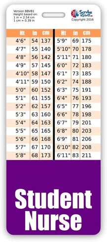 Student Nurse Badge Buddy Vertical w/Height & Weight Conversion Charts (Standard, Pink) in Kuwait