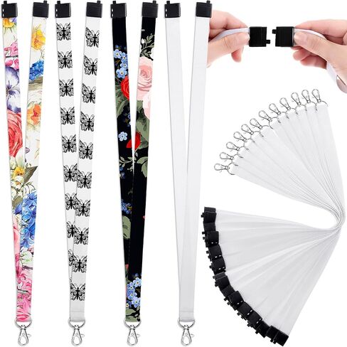Gersoniel 12 Pieces Sublimation Blank Lanyards White Neck Lanyards with Badge Holder DIY in Saudi Arabia