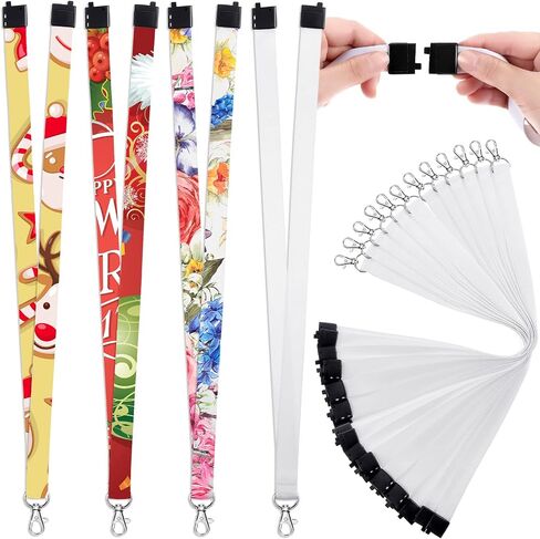 Gersoniel 12 Pieces Sublimation Blank Lanyards White Neck Lanyards with Badge Holder DIY in Saudi Arabia