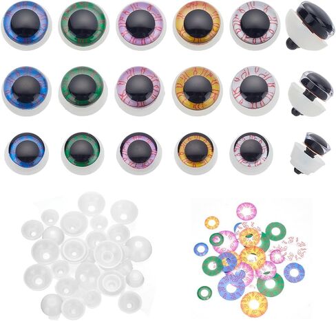 PH PandaHall 30 Sets Safety Eyes, 15 Styles Plastic Craft Crochet Eyes Realistic Animal Eyes with Spacer for Puppet Plush Stuffed Animals Crochet Teddy Puppet Crafts Making, 18~23x12~20mm in Saudi Arabia