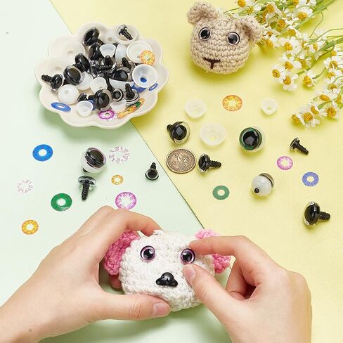 PH PandaHall 30 Sets Safety Eyes, 15 Styles Plastic Craft Crochet Eyes Realistic Animal Eyes with Spacer for Puppet Plush Stuffed Animals Crochet Teddy Puppet Crafts Making, 18~23x12~20mm in Saudi Arabia