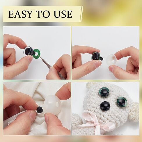 PH PandaHall 30 Sets Safety Eyes, 15 Styles Plastic Craft Crochet Eyes Realistic Animal Eyes with Spacer for Puppet Plush Stuffed Animals Crochet Teddy Puppet Crafts Making, 18~23x12~20mm in Saudi Arabia