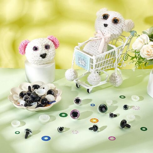 PH PandaHall 30 Sets Safety Eyes, 15 Styles Plastic Craft Crochet Eyes Realistic Animal Eyes with Spacer for Puppet Plush Stuffed Animals Crochet Teddy Puppet Crafts Making, 18~23x12~20mm in Saudi Arabia
