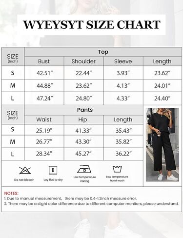 ملابس نسائية مكونة من قطعتين بدلة رياضية 3/4 بأكمام تشبه جناح الخفاش وبنطلون بأرجل واسعة 2024 أطقم صالة رياضية (أسود-L) in Kuwait