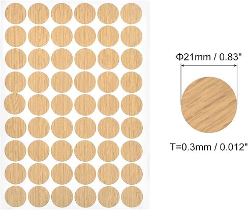 uxcell Screw Hole Cover Stickers, 21mm Dia PVC Self Adhesive Covers Caps for Wood Furniture Cabinet Shelf Wardrobe, Maple 4 Sheet/216pcs in Saudi Arabia