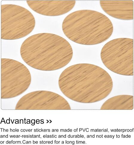 uxcell Screw Hole Cover Stickers, 21mm Dia PVC Self Adhesive Covers Caps for Wood Furniture Cabinet Shelf Wardrobe, Maple 4 Sheet/216pcs in Saudi Arabia