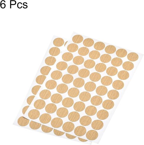 uxcell Screw Hole Cover Stickers, 21mm Dia PVC Self Adhesive Covers Caps for Wood Furniture Cabinet Shelf Wardrobe, Maple 4 Sheet/216pcs in Saudi Arabia