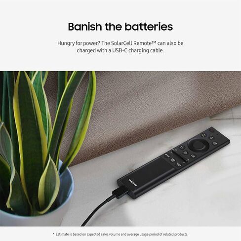 SAMSUNG SolarCell Remote, Solar Powered, Self-Charging TV Remote Control, USB-C Rechargeable, Made of Recycled Materials, VG-TM2180ES/ZA, Black in Saudi Arabia
