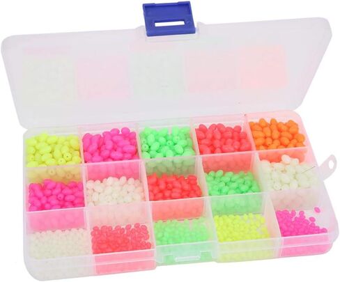 VBESTLIFE 1500Pcs Fishing Bead Set, Oval Shaped Luminous Fish Beads Fish Lures Tackle Tools 3 Sizes 5 Colors in Saudi Arabia