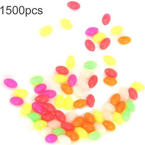 VBESTLIFE 1500Pcs Fishing Bead Set, Oval Shaped Luminous Fish Beads Fish Lures Tackle Tools 3 Sizes 5 Colors in Saudi Arabia