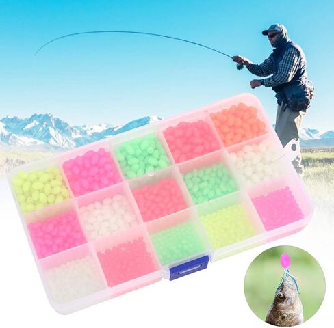 VBESTLIFE 1500Pcs Fishing Bead Set, Oval Shaped Luminous Fish Beads Fish Lures Tackle Tools 3 Sizes 5 Colors in Saudi Arabia