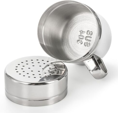 tebery 2 حزمة من الفولاذ المقاوم للصدأ الملح الفلفل نعرات الهزازات مع غطاء ومقبض، 13.5 أوقية التوابل التوابل شاكر مع ثقوب للطهي المطبخ الخبز الملح الحلوى in Kuwait