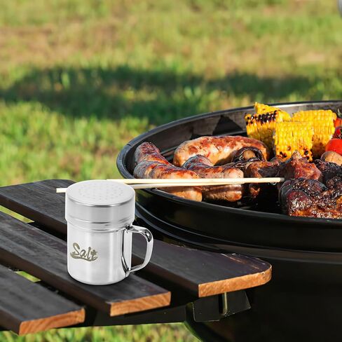 tebery 2 حزمة من الفولاذ المقاوم للصدأ الملح الفلفل نعرات الهزازات مع غطاء ومقبض، 13.5 أوقية التوابل التوابل شاكر مع ثقوب للطهي المطبخ الخبز الملح الحلوى in Kuwait