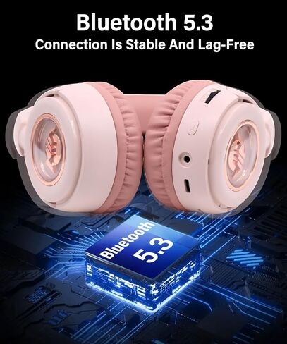 On-Ear Headphones Wireless Bluetooth with Lightweight Foldable Design, 20H Playtime & Bluetooth 5.3, Built-in HD Mic， LED Lights, Micro SD/TF Slot for Office Travel, Black Q9 in Saudi Arabia