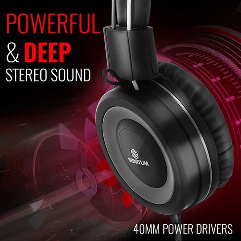 سماعات رأس سونيتوم للأطفال مع ميكروفون، سماعات رأس سلكية مع التحكم في مستوى الصوت للهاتف المحمول للكمبيوتر، سماعات على الأذن للمدرسة، قابلة للطي/قابلة للتعديل، سلك خالٍ من التشابك بطول 1.5 متر، مقبس 3.5 ملم in Kuwait