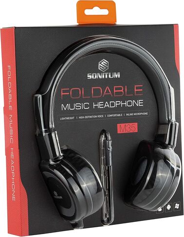 سماعات رأس سونيتوم للأطفال مع ميكروفون، سماعات رأس سلكية مع التحكم في مستوى الصوت للهاتف المحمول للكمبيوتر، سماعات على الأذن للمدرسة، قابلة للطي/قابلة للتعديل، سلك خالٍ من التشابك بطول 1.5 متر، مقبس 3.5 ملم in Kuwait