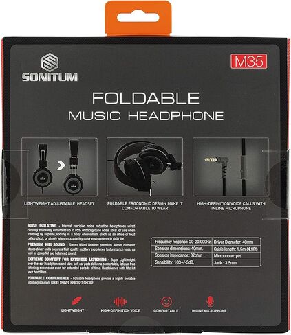 سماعات رأس سونيتوم للأطفال مع ميكروفون، سماعات رأس سلكية مع التحكم في مستوى الصوت للهاتف المحمول للكمبيوتر، سماعات على الأذن للمدرسة، قابلة للطي/قابلة للتعديل، سلك خالٍ من التشابك بطول 1.5 متر، مقبس 3.5 ملم in Kuwait