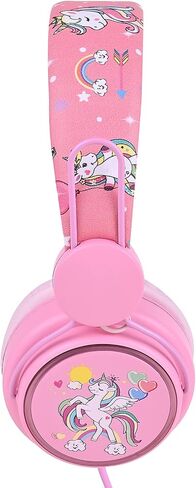 Unicorn Headphones for Kids/School, Wired Girls Lightweight On Ear Headphones with Microphone for Online Class/Study (Pink Unicorn) in Saudi Arabia