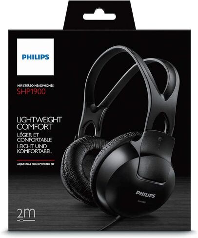 Philips Stereo Over-Ear Headphones SHP1900/10 Hi-Fi Headphones with Cable (Adjustable Headband, Large earpieces, Lightweight Design, 2-m Cable) Black in Kuwait