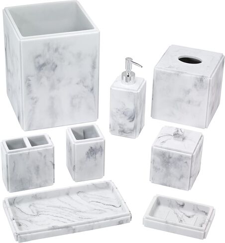 Avanti Linens - Covered Jar, Multipurpose, Home Décor, Marble Inspired Bathroom Décor (Catania Collection),Gray in Saudi Arabia