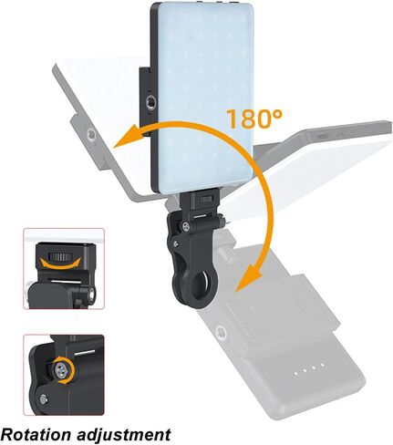Selfie Light with Clip, 3 Color Temperature Stepless Dimming 3000K - 9900K Portable Clip on Light, for Tablet Laptop Phone, Type C Rechargeable 1500mAh Fill Light in Saudi Arabia