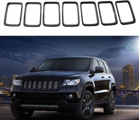 7PCS Front Grill Inserts Grille Cover Trim, Front Grill Rings Grille Inserts Cover Trim Kit, Compatible with Jeep Grand Cherokee 2014-2016, Chrome in Saudi Arabia
