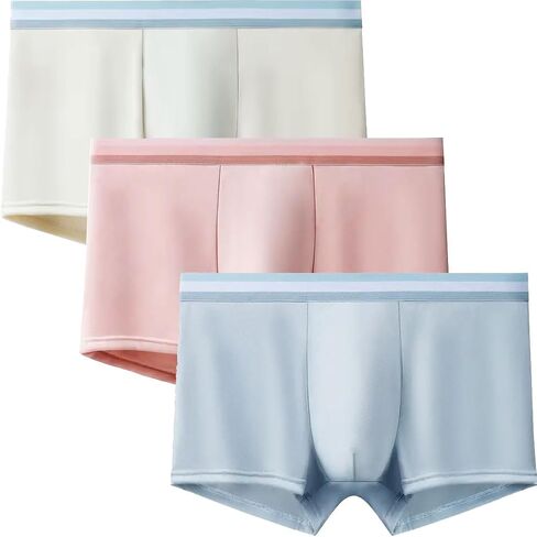Seamless Thin Boxer Briefs for Men, Breathable Ice Silk Shortleg Trunk Quick Dry - 3Pack in Saudi Arabia