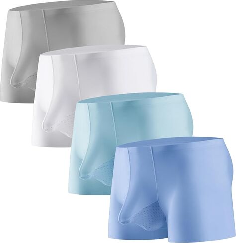 Men's Underwear Silky Smooth Boxer Briefs Breathable Trunks Boxer Briefs Underwear with Separate Pouch in Saudi Arabia