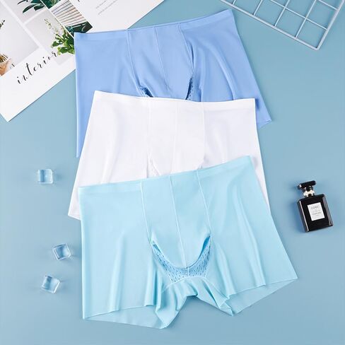 Men's Underwear Silky Smooth Boxer Briefs Breathable Trunks Boxer Briefs Underwear with Separate Pouch in Saudi Arabia