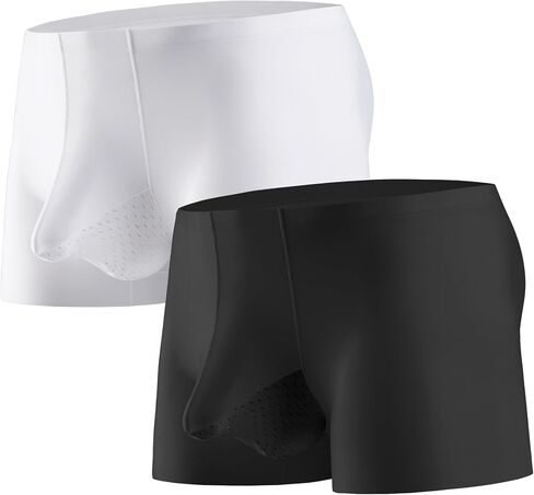 Men's Underwear Silky Smooth Boxer Briefs Breathable Trunks Boxer Briefs Underwear with Separate Pouch in Saudi Arabia