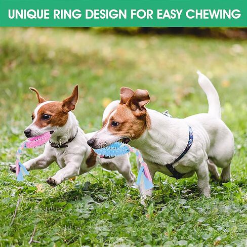 Cobee Puppy Teething Chew Toys with Cotton Ropes, 3 Packs 360° Deep Clean Small Dog Chew Toy Rings Interactive Dog Toys for Small Medium Dogs, Oral Teeth Soothe Itching for Dog Teeth Health in Saudi Arabia