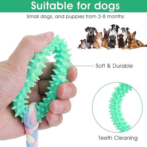 Cobee Puppy Teething Chew Toys with Cotton Ropes, 3 Packs 360° Deep Clean Small Dog Chew Toy Rings Interactive Dog Toys for Small Medium Dogs, Oral Teeth Soothe Itching for Dog Teeth Health in Saudi Arabia